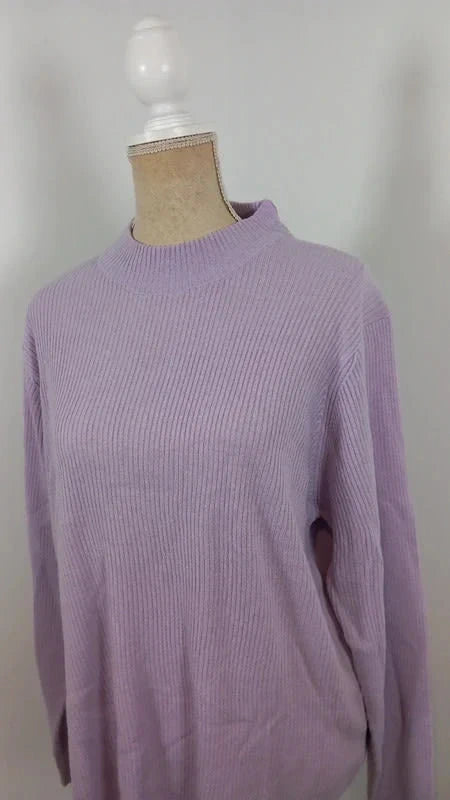 Pull Côtelé Lilas T. 54/56 (5XL) - Bleu Bonheur