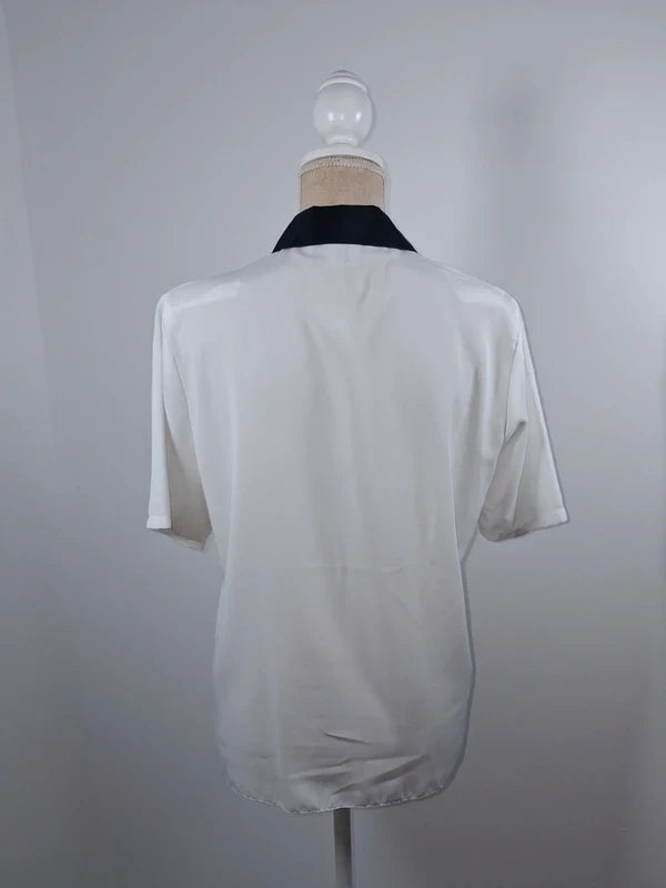 Chemisier blanc style marin rétro Canda (C&A) – Taille 40