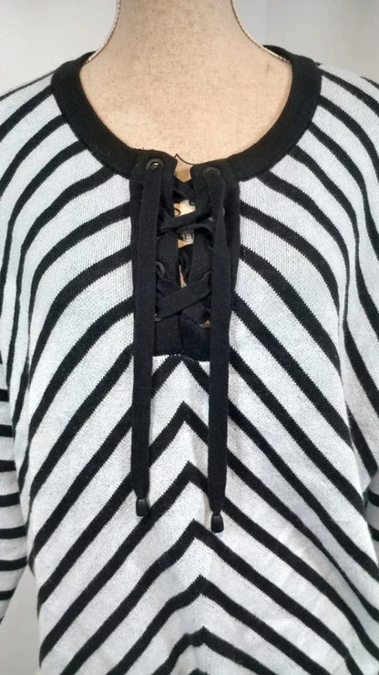 Pull Scottage Rayures Chevron & Laçage - T. 5 / 50 à 54 (Élégant & Tendance)