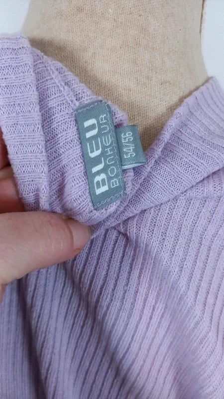 Pull Côtelé Lilas T. 54/56 (5XL) - Bleu Bonheur