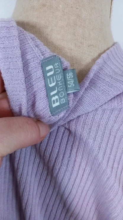 Pull Côtelé Lilas T. 54/56 (5XL) - Bleu Bonheur