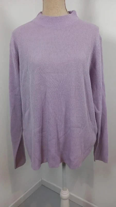 Pull Côtelé Lilas T. 54/56 (5XL) - Bleu Bonheur