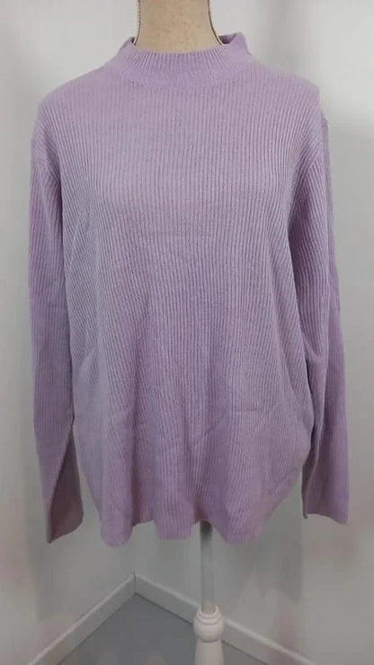 Pull Côtelé Lilas T. 54/56 (5XL) - Bleu Bonheur