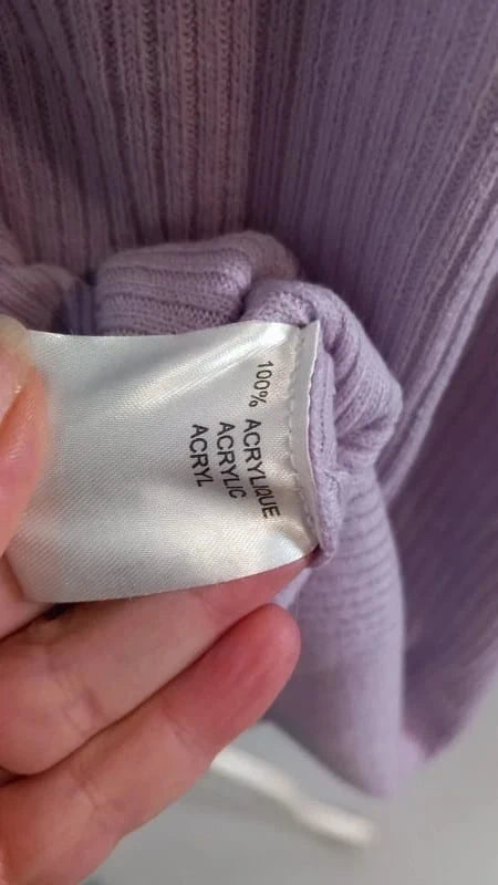 Pull Côtelé Lilas T. 54/56 (5XL) - Bleu Bonheur