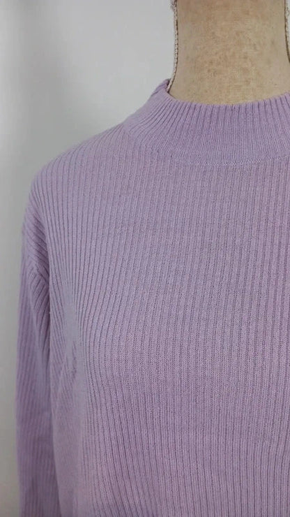 Pull Côtelé Lilas T. 54/56 (5XL) - Bleu Bonheur
