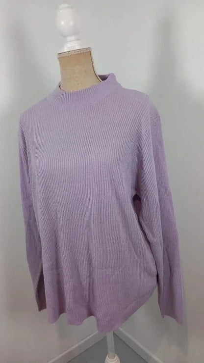 Pull Côtelé Lilas T. 54/56 (5XL) - Bleu Bonheur