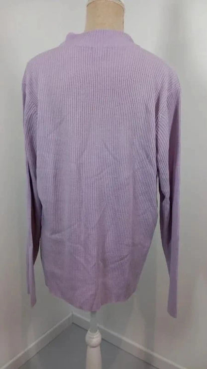 Pull Côtelé Lilas T. 54/56 (5XL) - Bleu Bonheur