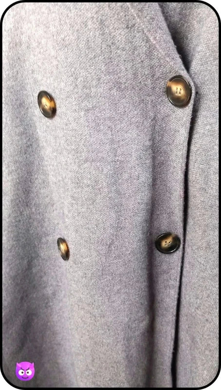 Cape Poncho Zara Grise – Col Fausse Fourrure – Double Boutonnage – Neuve