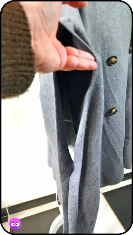 Cape Poncho Zara Grise – Col Fausse Fourrure – Double Boutonnage – Neuve