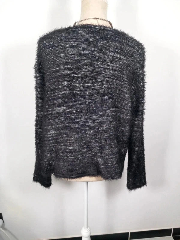 Gilet Tricot Noir & Gris Chiné Zamba – Taille 6 (52/54)