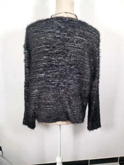 Gilet Tricot Noir & Gris Chiné Zamba – Taille 6 (52/54)