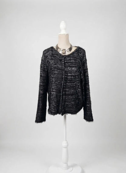 Gilet Tricot Noir & Gris Chiné Zamba – Taille 6 (52/54)