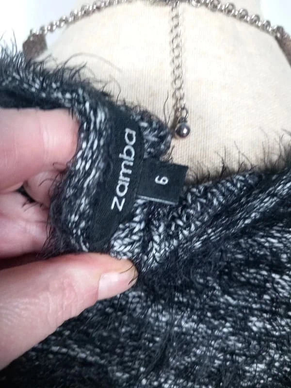 Gilet Tricot Noir & Gris Chiné Zamba – Taille 6 (52/54)