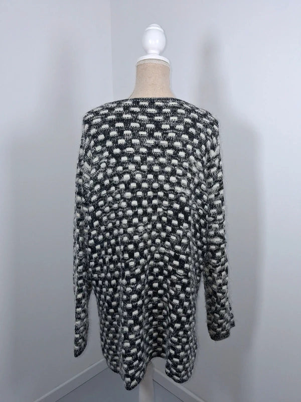 Gilet long duveteux noir et blanc MS Mode - Taille XXL