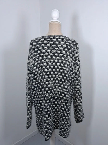 Gilet long duveteux noir et blanc MS Mode - Taille XXL