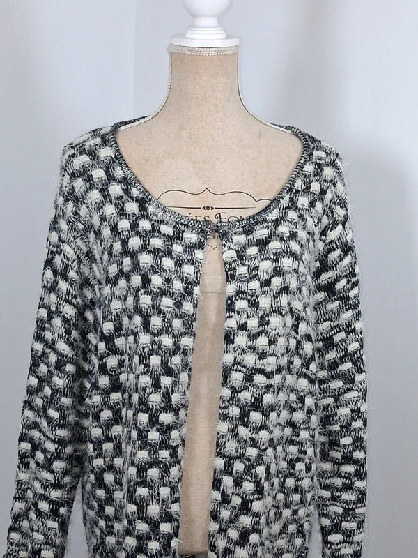 Gilet long duveteux noir et blanc MS Mode - Taille XXL
