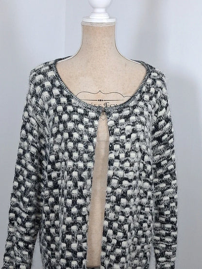 Gilet long duveteux noir et blanc MS Mode - Taille XXL