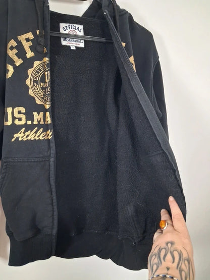 Sweat à capuche zippé US Marshall noir - Taille S