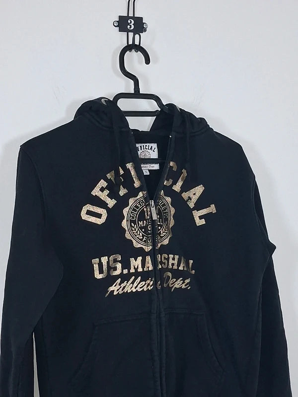 Sweat à capuche zippé US Marshall noir - Taille S