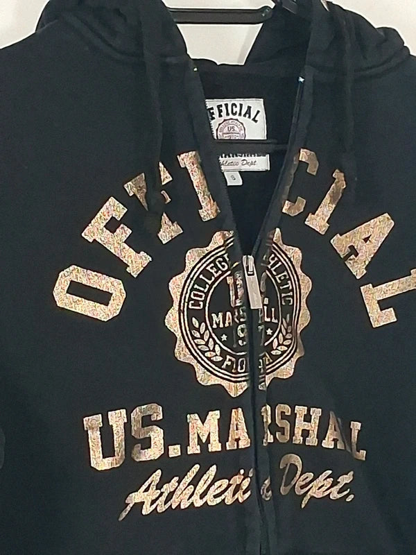 Sweat à capuche zippé US Marshall noir - Taille S