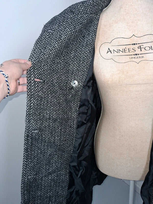 Manteau chevrons gris MIM à double boutonnage - Taille 42