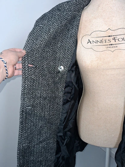 Manteau chevrons gris MIM à double boutonnage - Taille 42
