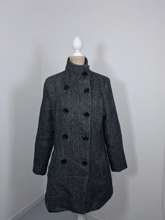Manteau chevrons gris MIM à double boutonnage - Taille 42