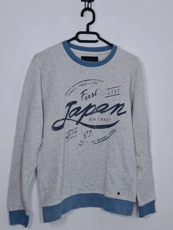 Sweat Bonobo Jeans gris chiné imprimé Japan - Taille M