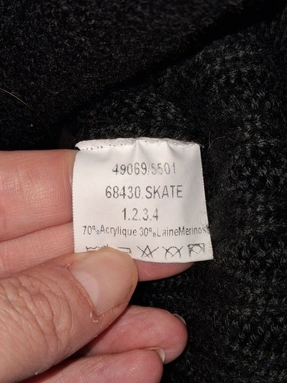 Pull asymétrique noir en laine mérinos Balina Collection - Taille S/M
