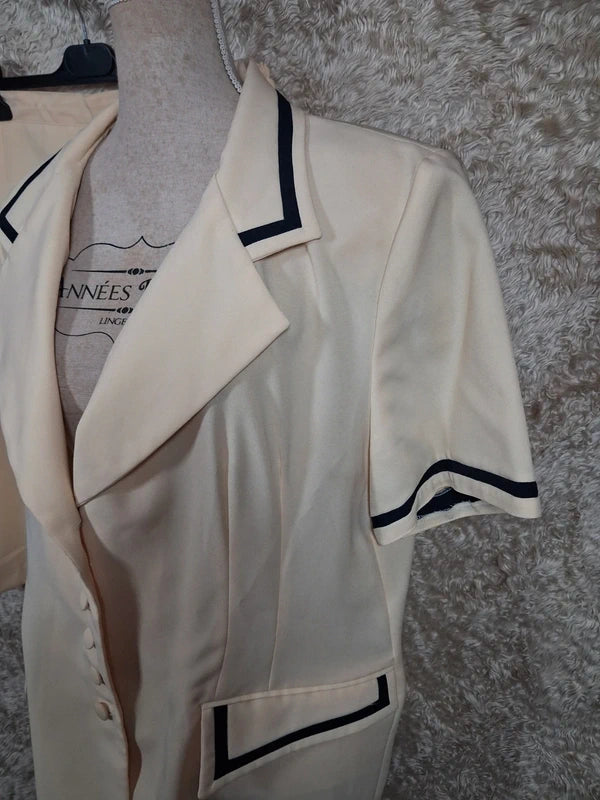 Tailleur vintage jaune veste et jupe années 80/90 taille 54