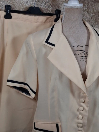 Tailleur vintage jaune veste et jupe années 80/90 taille 54