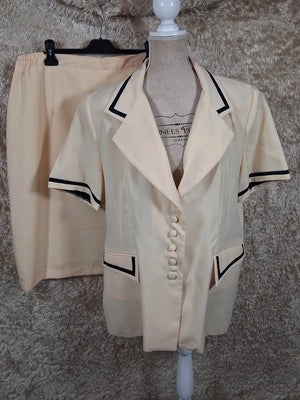 Tailleur vintage jaune veste et jupe années 80/90 taille 54