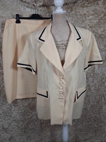 Tailleur vintage jaune veste et jupe années 80/90 taille 54
