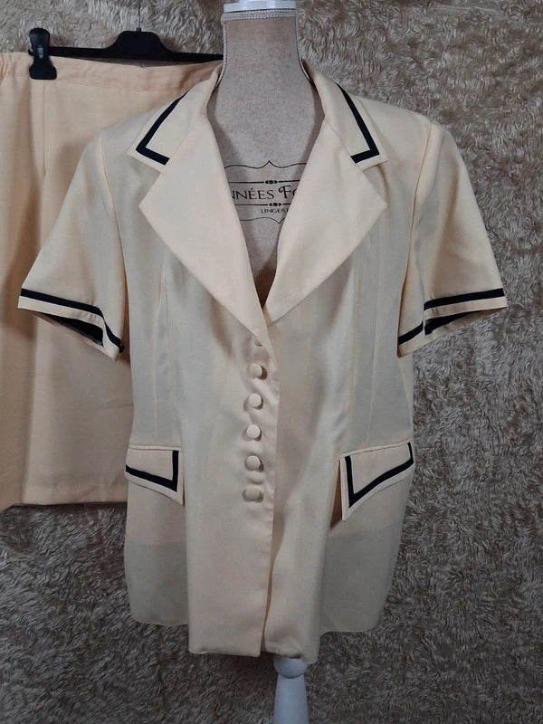 Tailleur vintage jaune veste et jupe années 80/90 taille 54
