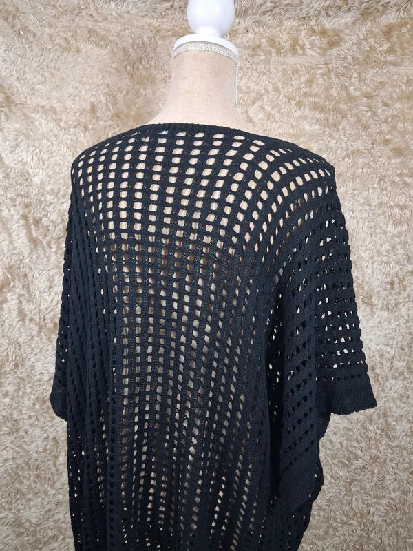 Pull tunique Yours Clothing noir ajouré oversize taille 54/56