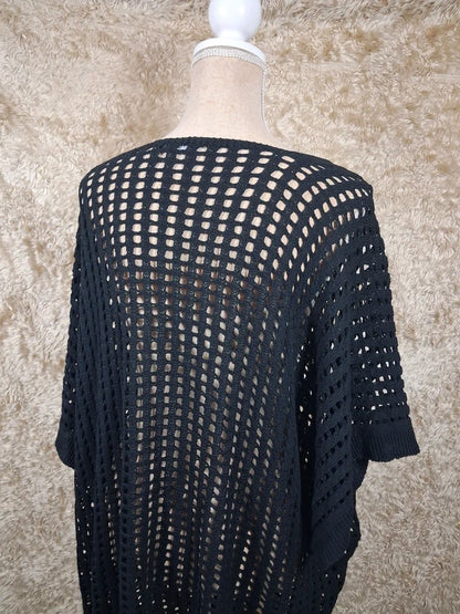 Pull tunique Yours Clothing noir ajouré oversize taille 54/56