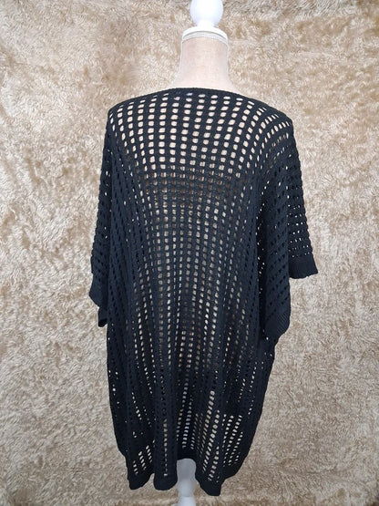 Pull tunique Yours Clothing noir ajouré oversize taille 54/56