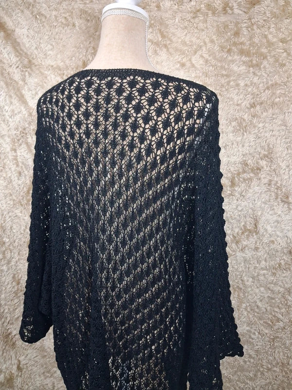 Pull tunique noir ajouré oversize très loose jusqu’au 56