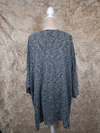 Pull tunique long gris chiné manches chauve-souris taille XL