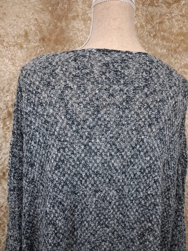 Pull tunique long gris chiné manches chauve-souris taille XL
