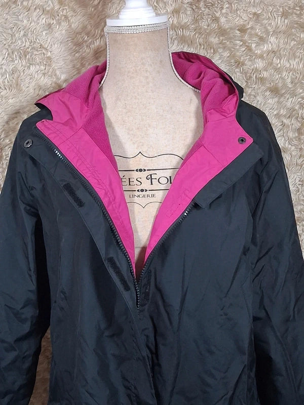 Veste chaude Oxyg’N noire et rose à capuche taille L