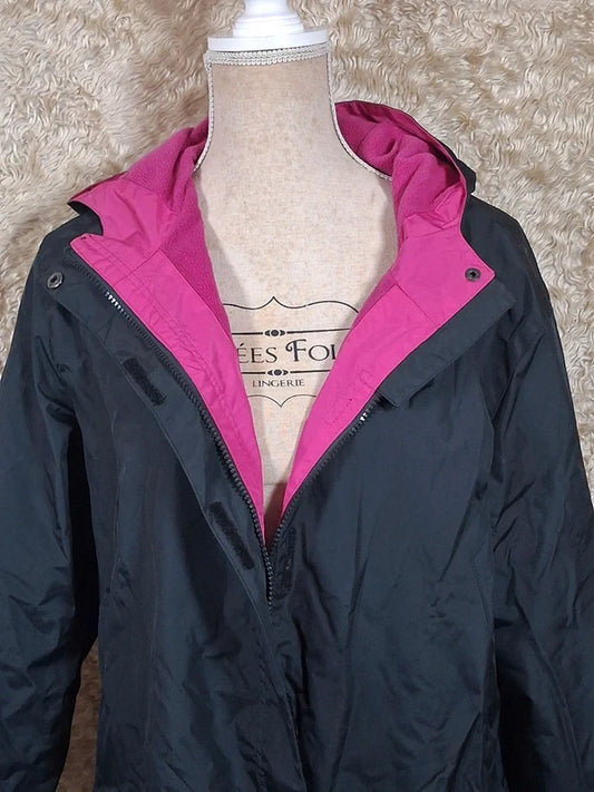 Veste chaude Oxyg’N noire et rose à capuche taille L