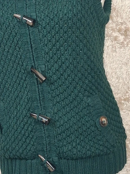 Gilet long sans manches Clockhouse vert capuche fourrure taille L