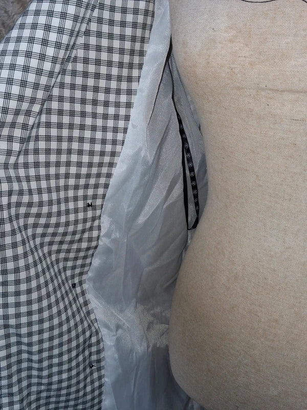 Blazer long Missguided à carreaux noir et blanc taille 40