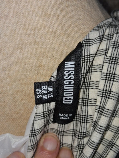 Blazer long Missguided à carreaux noir et blanc taille 40