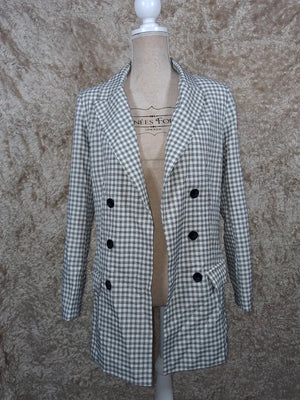Blazer long Missguided à carreaux noir et blanc taille 40