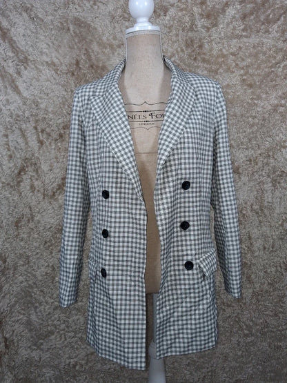Blazer long Missguided à carreaux noir et blanc taille 40