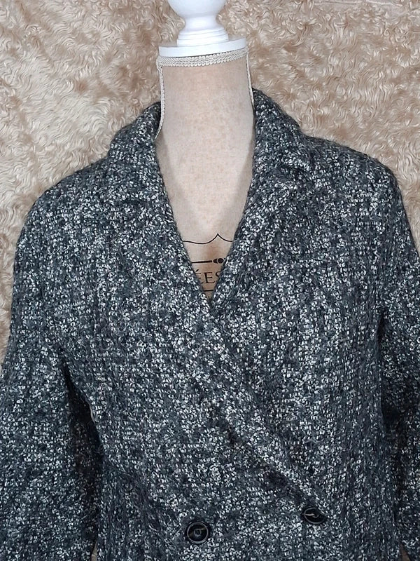 Manteau IKKS gris chiné effet tweed double boutonnage taille 40