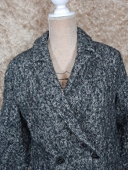 Manteau IKKS gris chiné effet tweed double boutonnage taille 40