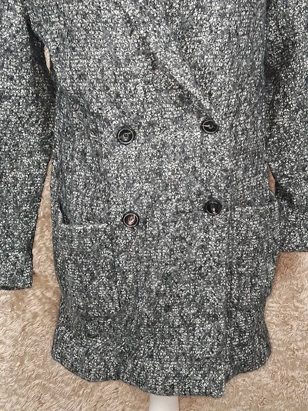 Manteau IKKS gris chiné effet tweed double boutonnage taille 40